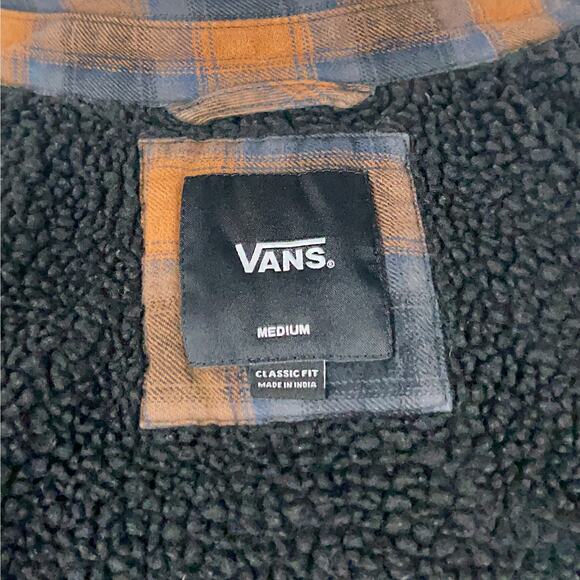 VANS "Loomis" Plaid Fleece Lined Flannel Shirt Jacket (Brown/Blue/Black | Med) - Picture 9 of 9